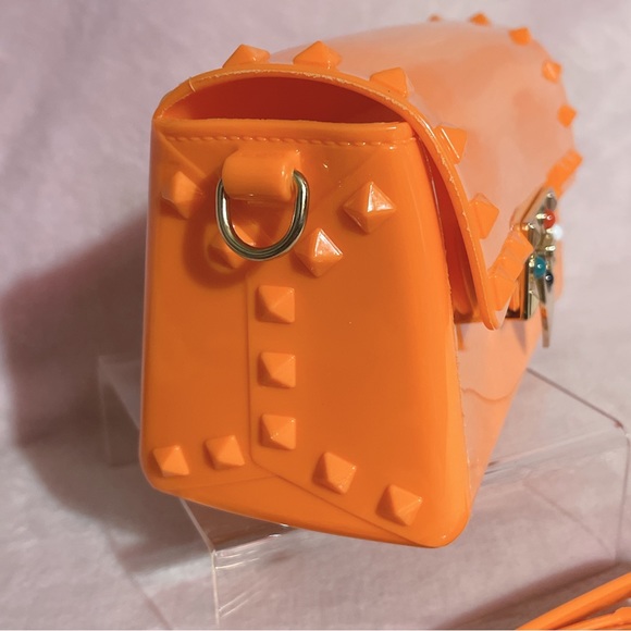 🎉HP!🎉 Orange Jelly Studded Crossbody Bag — NWOT - Picture 4 of 13